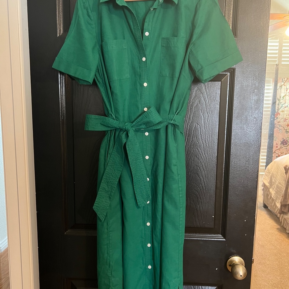Boden 12L Tie Waist Shirt Dress